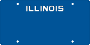 USA license plate Illinois blue text