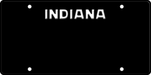 USA license plate Indiana black text