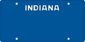 USA license plate Indiana blue text