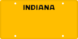 USA license plate Indiana yellow text