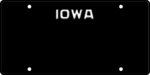 USA license plate Iowa black text