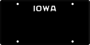 USA license plate Iowa black text