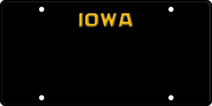 USA license plate Iowa black2 text