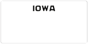 USA license plate Iowa white text