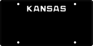 USA license plate Kansas black text
