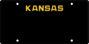USA license plate Kansas black2 text