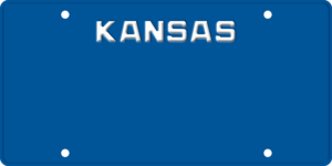 USA license plate Kansas blue text