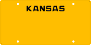 USA license plate Kansas yellow text