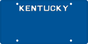 USA license plate Kentucky blue text