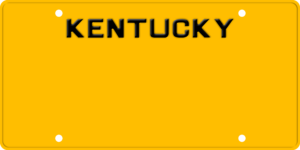 USA license plate Kentucky yellow text