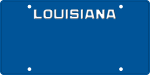USA license plate Louisiana blue text