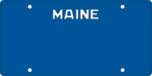 USA license plate Maine blue text